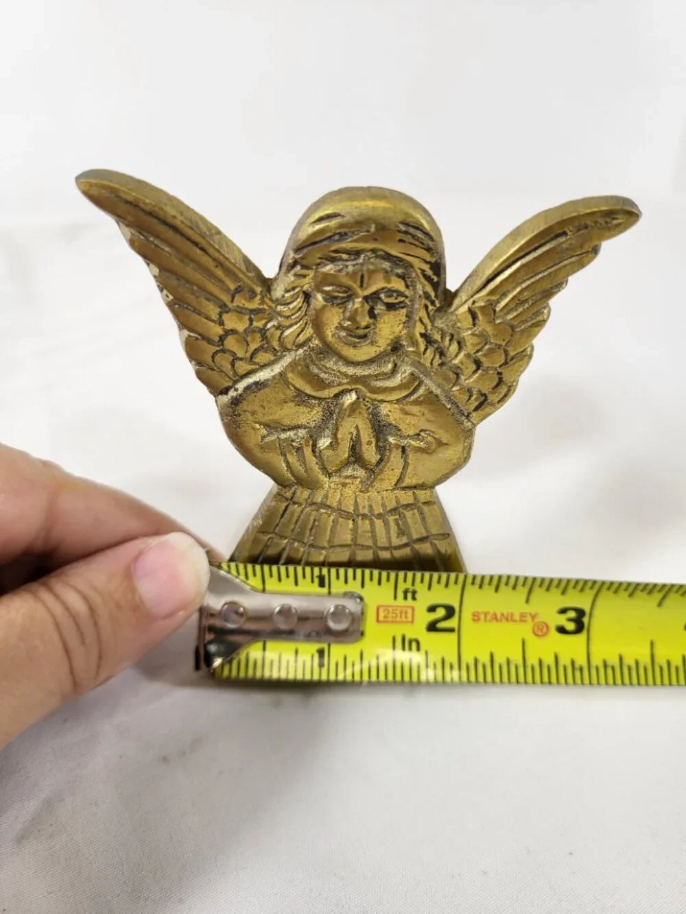 Vintage Solid Brass Praying Angel Panel Candle Holder | Christmas Tabletop Decor